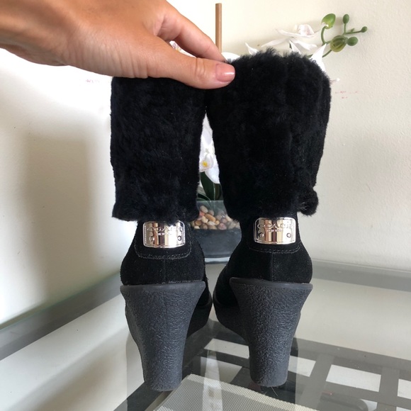 Coach black winter platform boots , size US 7 - Picture 2 of 4